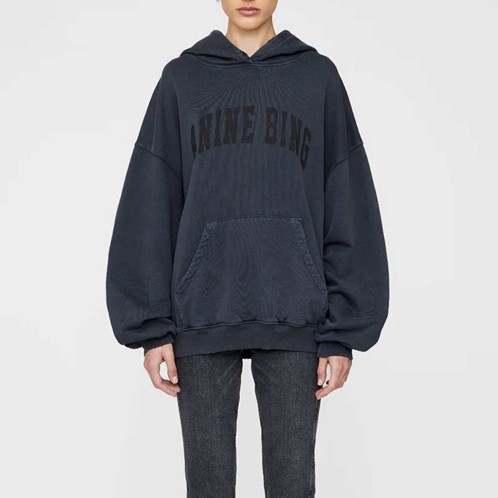 Anine Bing Harvey Sweatshirt - Dark Washed Black - Picture 2 of 6